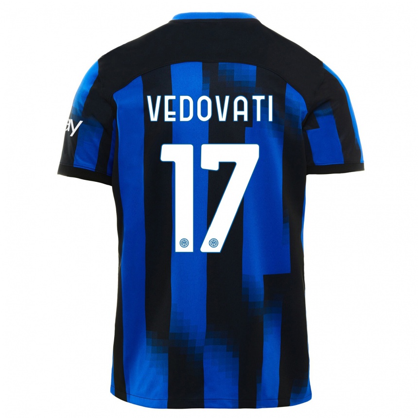 Niño Fútbol Camiseta Gabriele Vedovati #17 Azul Negro 1ª Equipación 2023/24 México