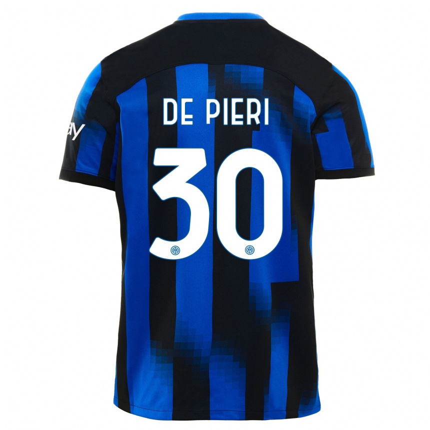 Niño Fútbol Camiseta Giacomo De Pieri #30 Azul Negro 1ª Equipación 2023/24 México