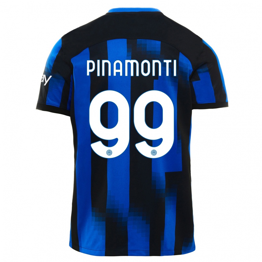 Niño Fútbol Camiseta Andrea Pinamonti #99 Azul Negro 1ª Equipación 2023/24 México