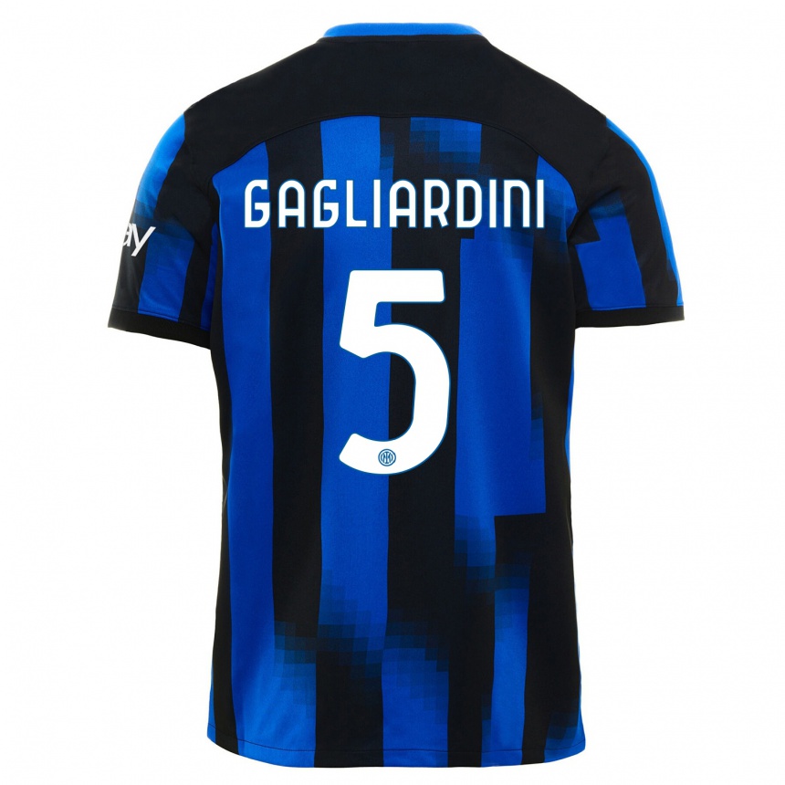 Niño Fútbol Camiseta Roberto Gagliardini #5 Azul Negro 1ª Equipación 2023/24 México