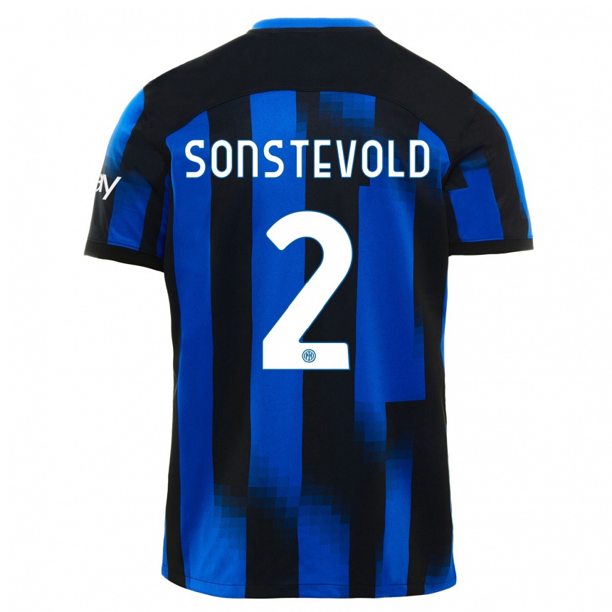 Niño Fútbol Camiseta Anja Sonstevold #2 Azul Negro 1ª Equipación 2023/24 México