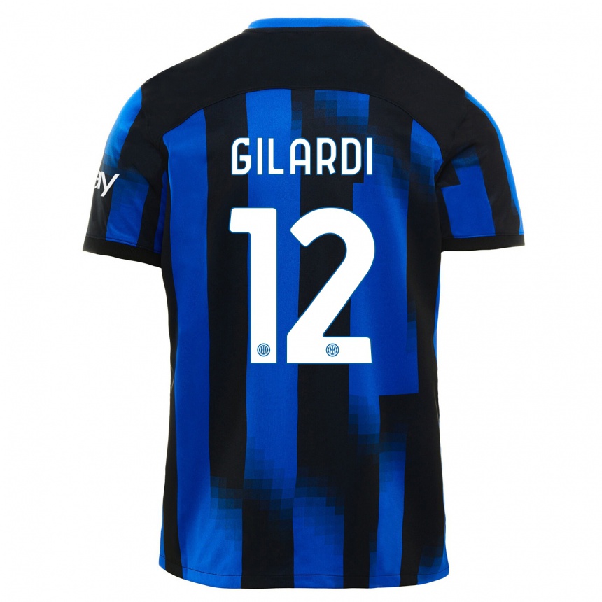 Niño Fútbol Camiseta Astrid Gilardi #12 Azul Negro 1ª Equipación 2023/24 México