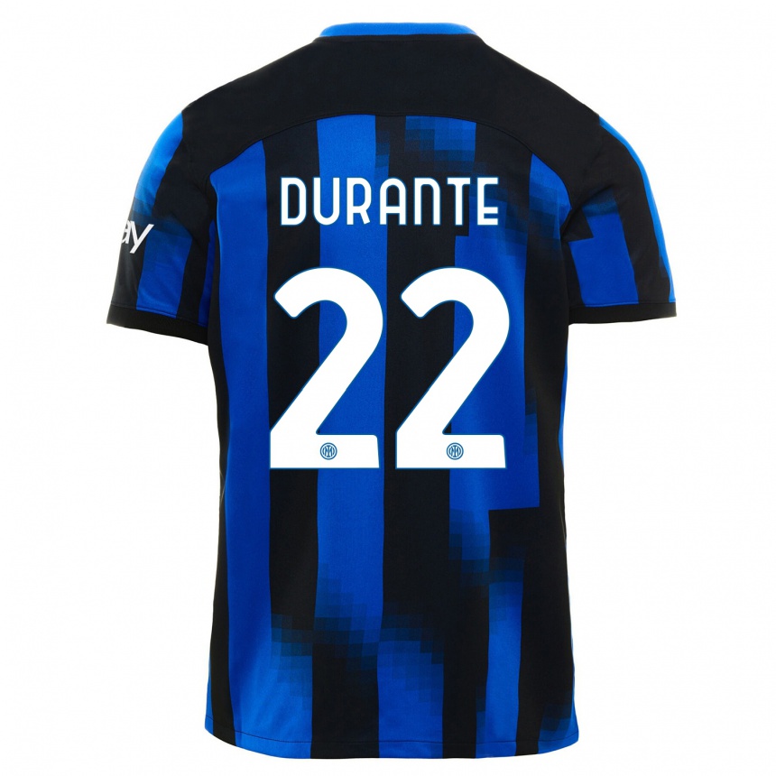 Niño Fútbol Camiseta Francesca Durante #22 Azul Negro 1ª Equipación 2023/24 México