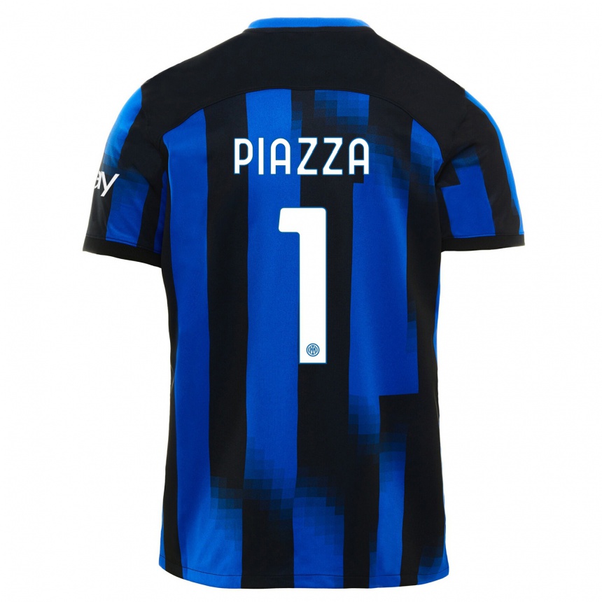 Niño Fútbol Camiseta Alessia Piazza #1 Azul Negro 1ª Equipación 2023/24 México