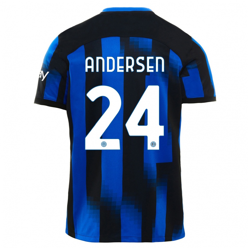 Niño Fútbol Camiseta Silas Andersen #24 Azul Negro 1ª Equipación 2023/24 México