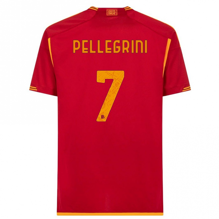 Niño Fútbol Camiseta Lorenzo Pellegrini #7 Rojo 1ª Equipación 2023/24 México