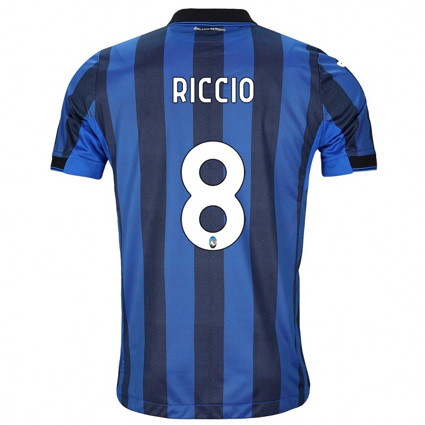 Niño Fútbol Camiseta Lorenzo Riccio #8 Azul Negro 1ª Equipación 2023/24 México