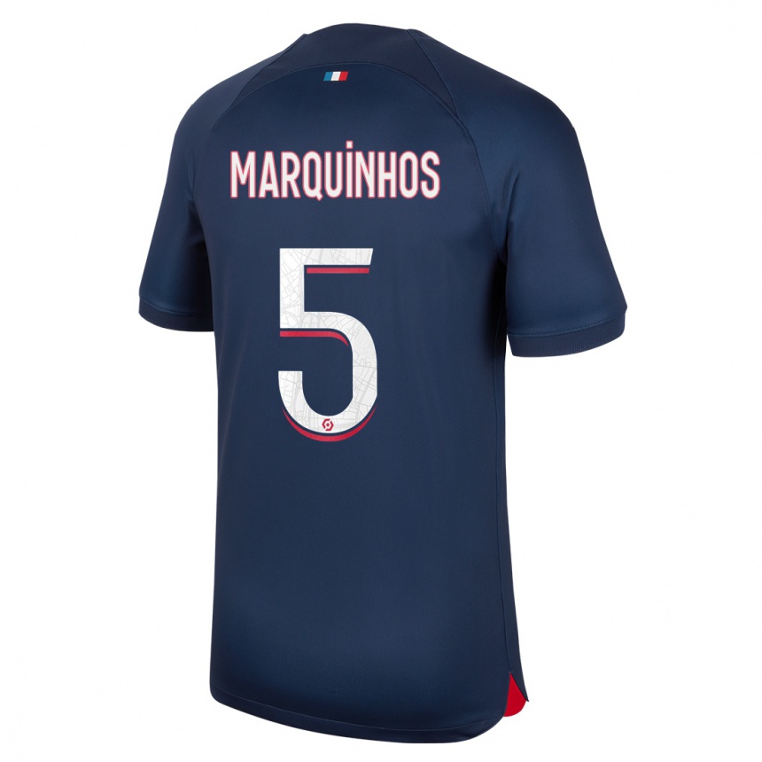 Niño Fútbol Camiseta Marquinhos #5 Azul Rojo 1ª Equipación 2023/24 México