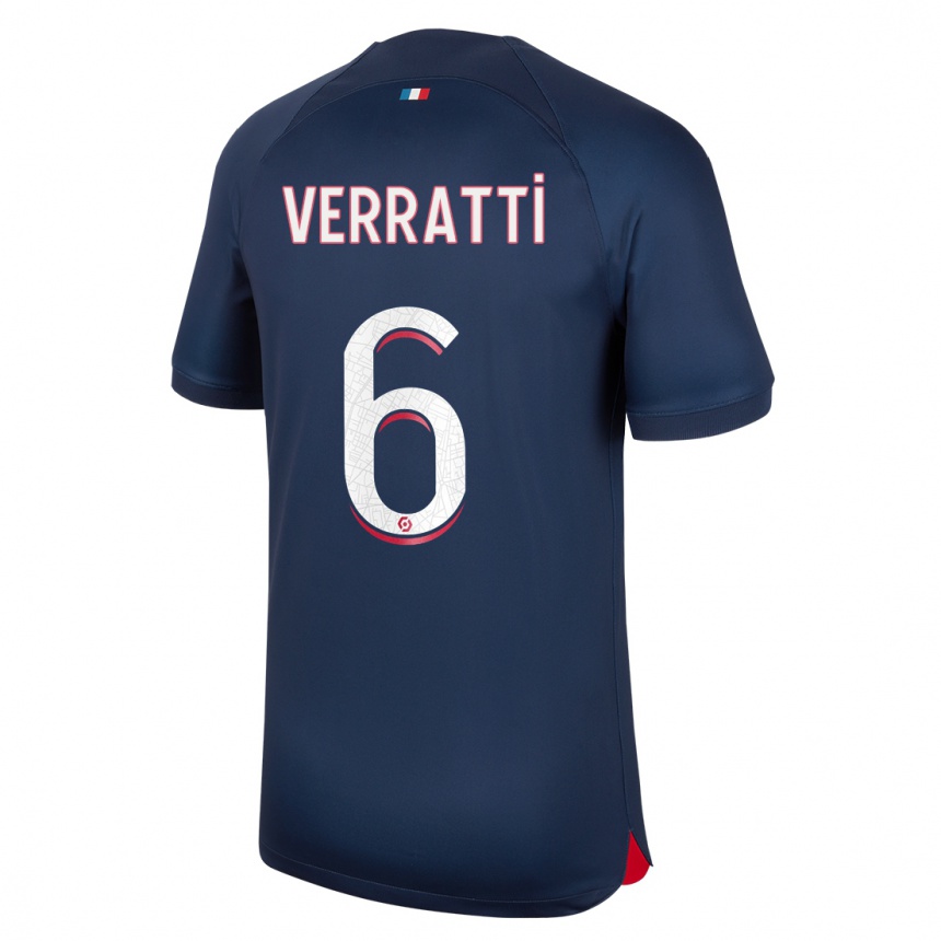 Niño Fútbol Camiseta Marco Verratti #6 Azul Rojo 1ª Equipación 2023/24 México