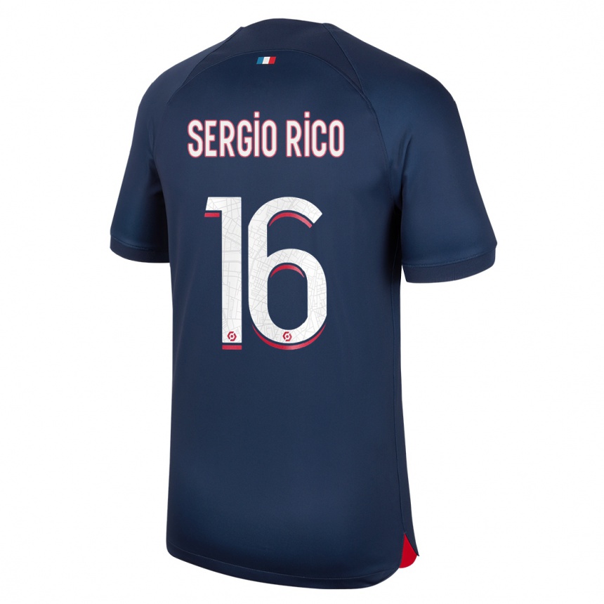 Niño Fútbol Camiseta Sergio Rico #16 Azul Rojo 1ª Equipación 2023/24 México