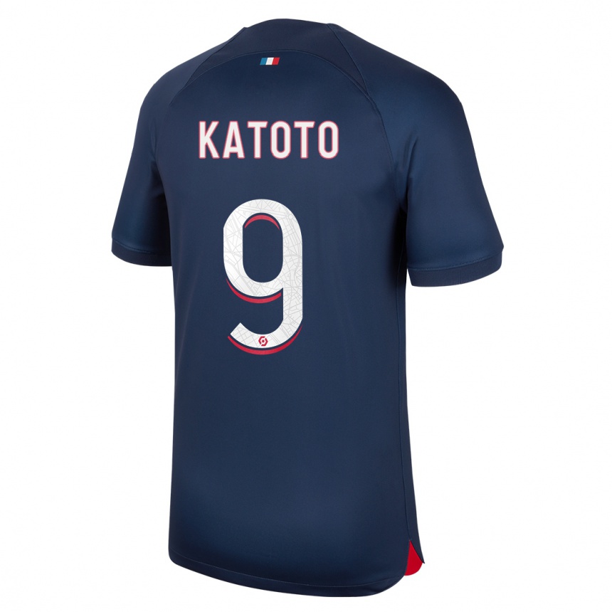 Niño Fútbol Camiseta Marie-Antoinette Katoto #9 Azul Rojo 1ª Equipación 2023/24 México