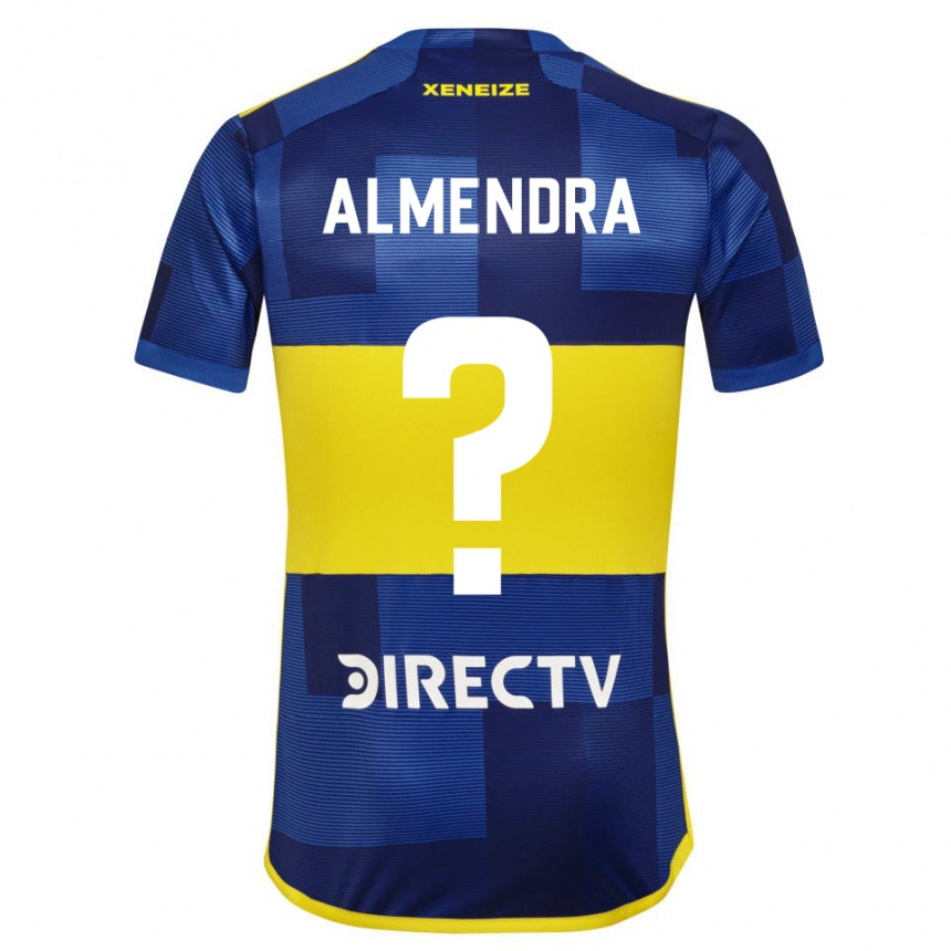 Niño Fútbol Camiseta Agustin Almendra #0 Azul Oscuro Amarillo 1ª Equipación 2023/24 México