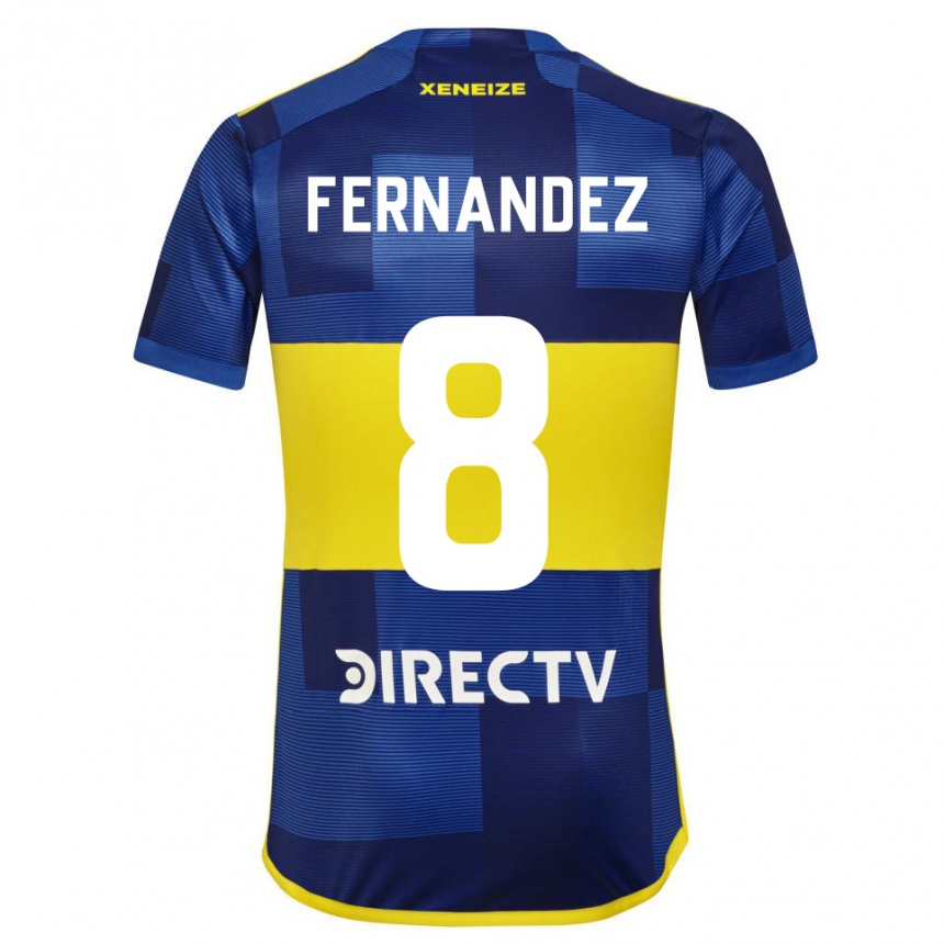 Niño Fútbol Camiseta Guillermo Fernandez #8 Azul Oscuro Amarillo 1ª Equipación 2023/24 México