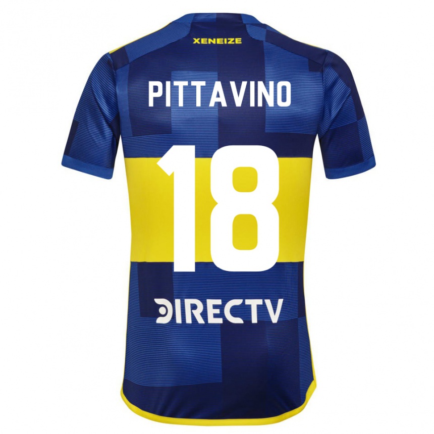 Niño Fútbol Camiseta Rodrigo Pittavino #18 Azul Oscuro Amarillo 1ª Equipación 2023/24 México