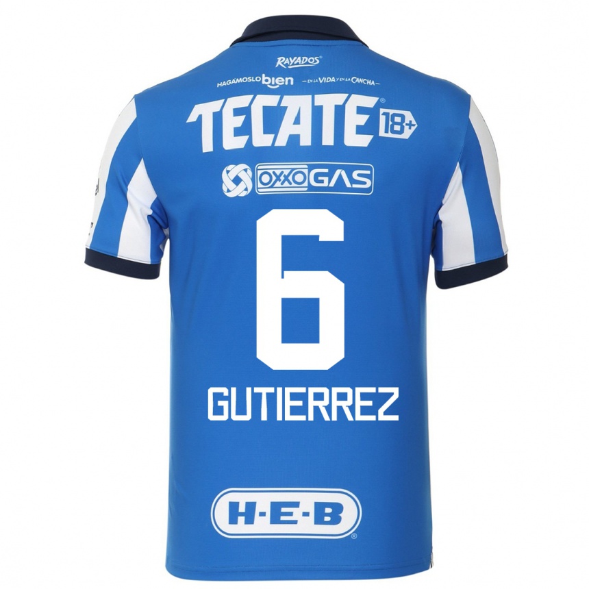 Niño Fútbol Camiseta Édson Gutiérrez #6 Azul Blanco 1ª Equipación 2023/24 México