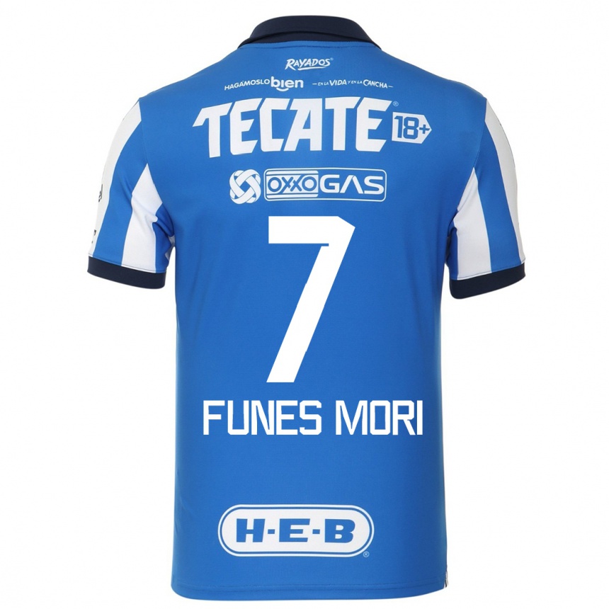 Niño Fútbol Camiseta Rogelio Funes Mori #7 Azul Blanco 1ª Equipación 2023/24 México