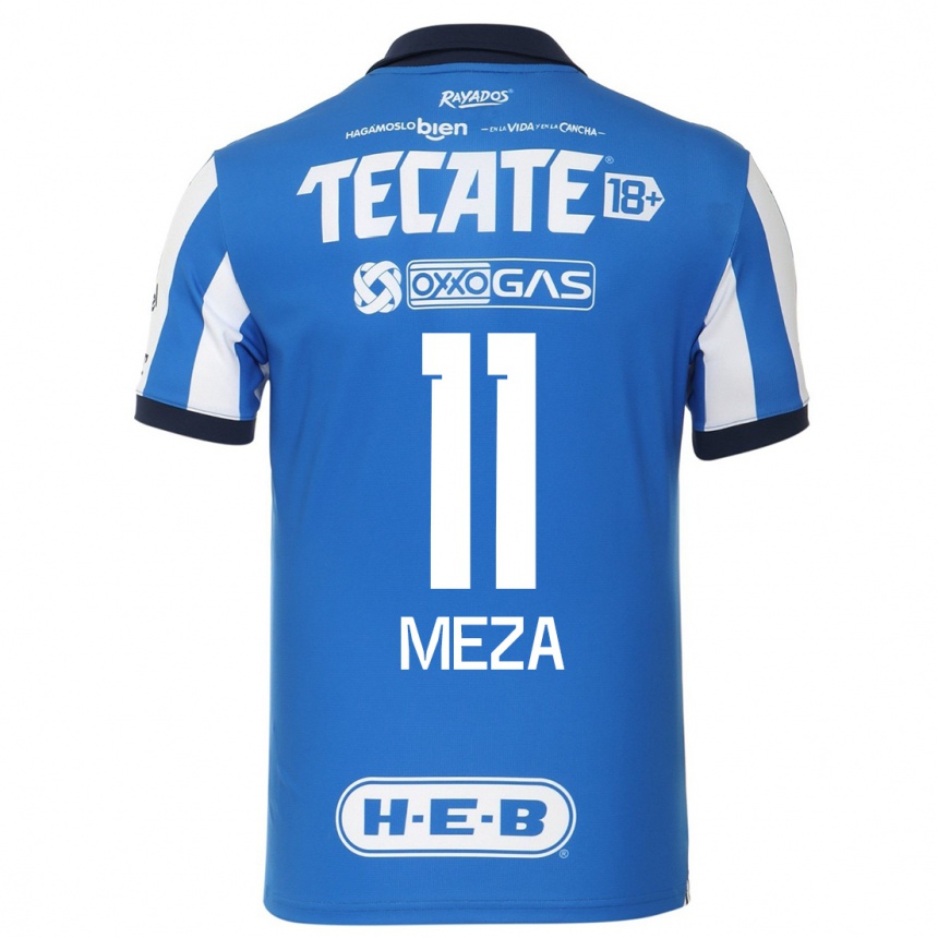 Niño Fútbol Camiseta Maximiliano Meza #11 Azul Blanco 1ª Equipación 2023/24 México