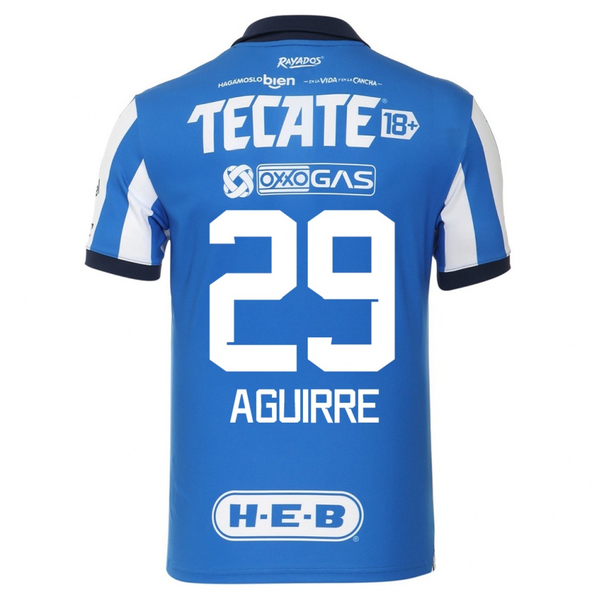 Niño Fútbol Camiseta Rodrigo Aguirre #29 Azul Blanco 1ª Equipación 2023/24 México