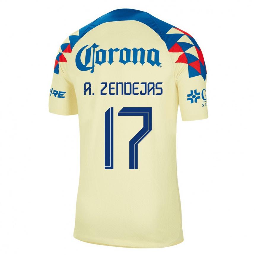 Niño Fútbol Camiseta Álex Zendejas #17 Amarillo 1ª Equipación 2023/24 México