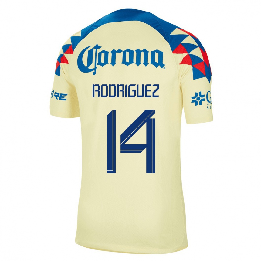 Niño Fútbol Camiseta Monica Rodriguez #14 Amarillo 1ª Equipación 2023/24 México