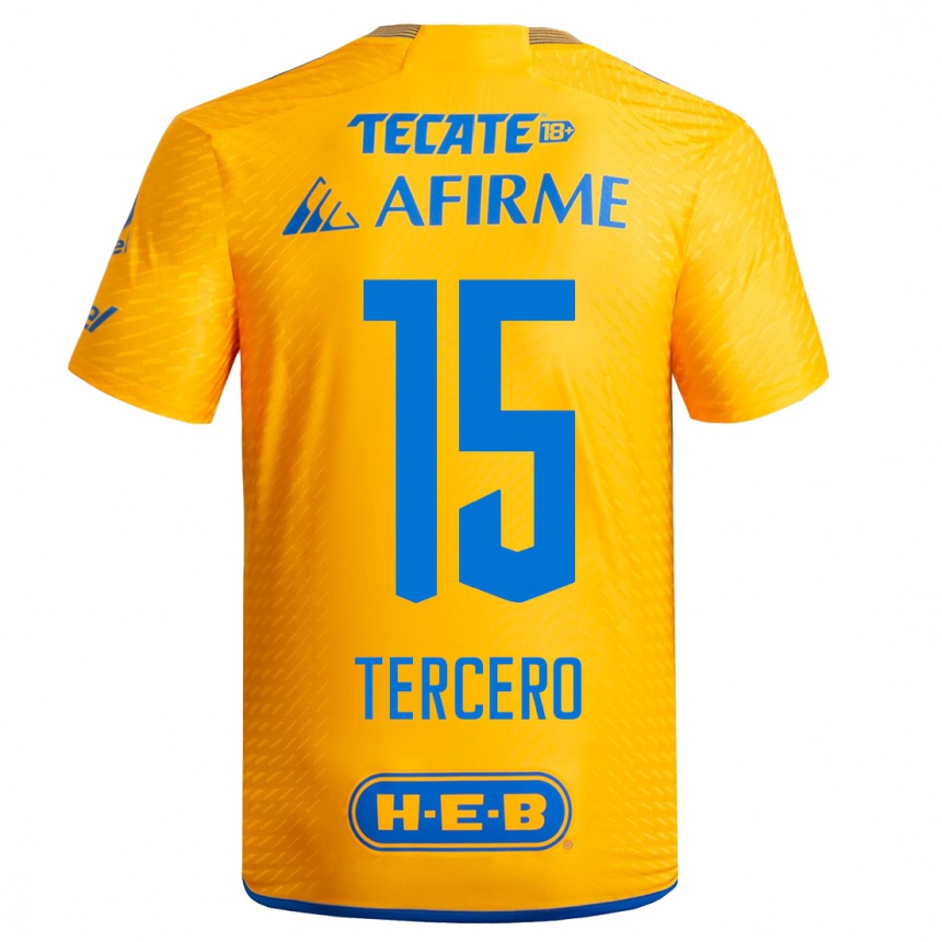 Niño Fútbol Camiseta Eduardo Tercero #15 Amarillo 1ª Equipación 2023/24 México
