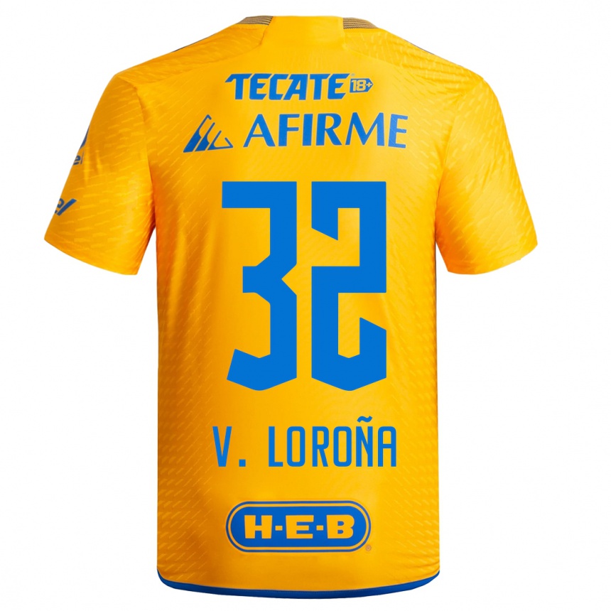 Niño Fútbol Camiseta Vladimir Loroña #32 Amarillo 1ª Equipación 2023/24 México