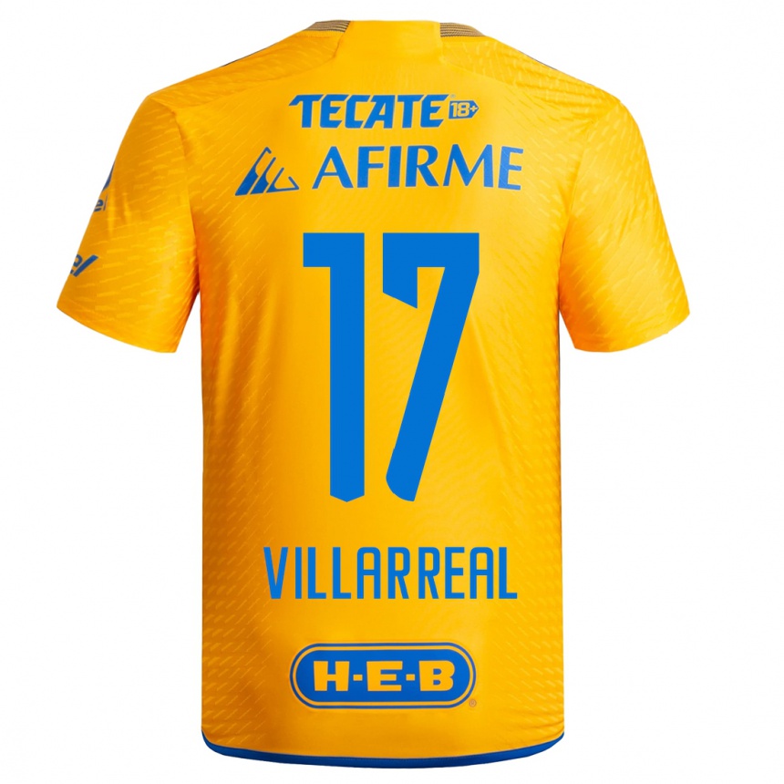 Niño Fútbol Camiseta Natalia Villarreal #17 Amarillo 1ª Equipación 2023/24 México