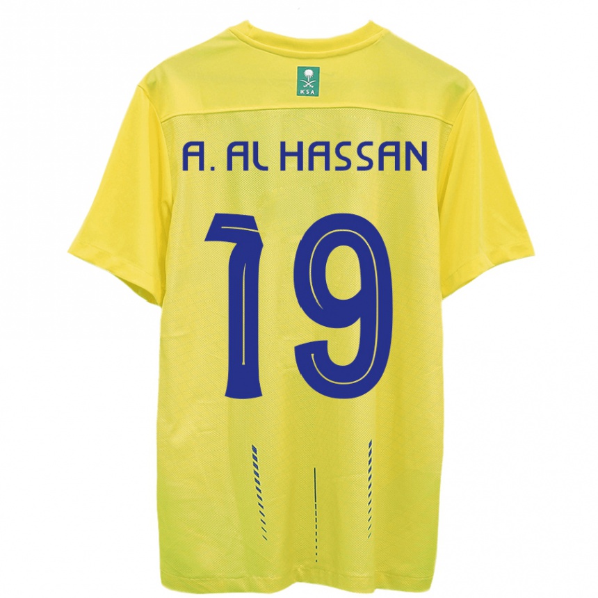 Niño Fútbol Camiseta Ali Al-Hassan #19 Amarillo 1ª Equipación 2023/24 México