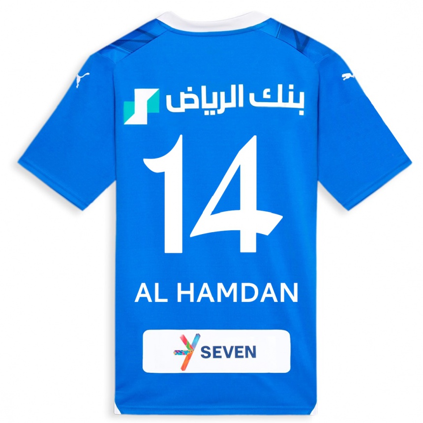 Niño Fútbol Camiseta Abdullah Al-Hamdan #14 Azul 1ª Equipación 2023/24 México