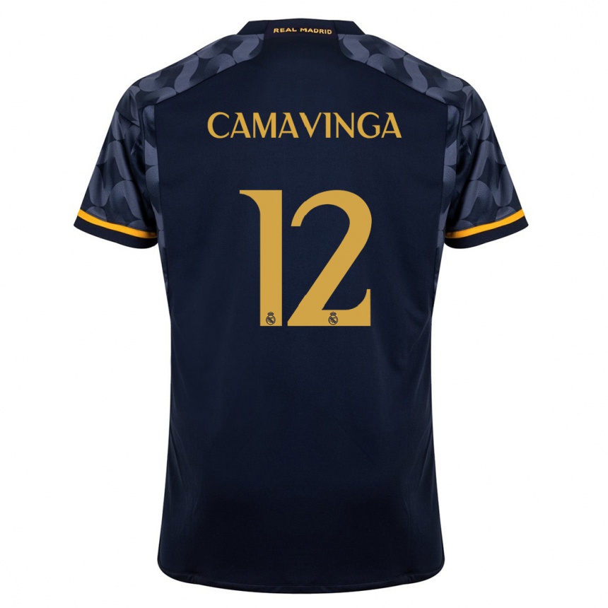 Niño Fútbol Camiseta Eduardo Camavinga #12 Azul Oscuro 2ª Equipación 2023/24 México