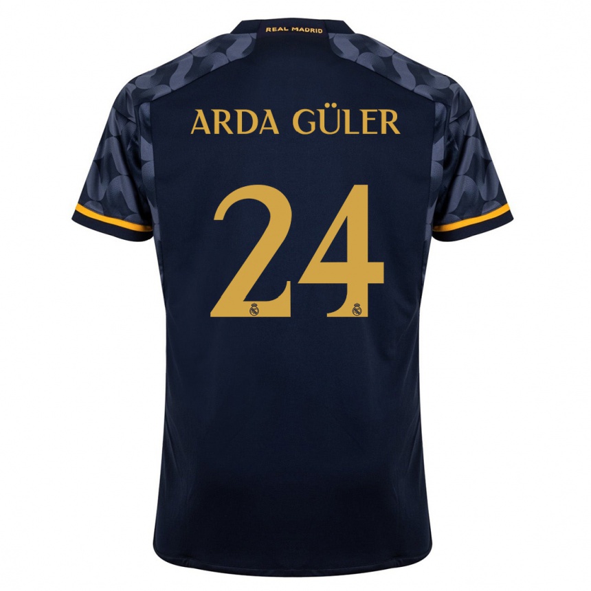 Niño Fútbol Camiseta Arda Güler #24 Azul Oscuro 2ª Equipación 2023/24 México