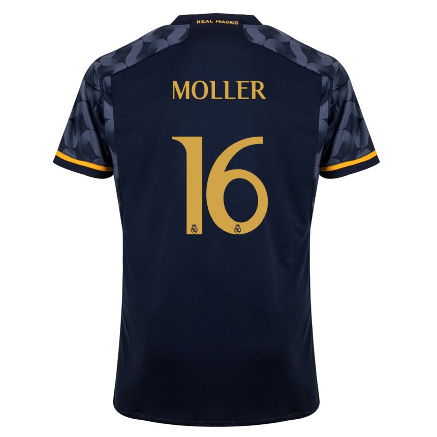 Niño Fútbol Camiseta Caroline Moller #16 Azul Oscuro 2ª Equipación 2023/24 México