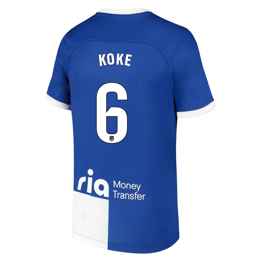 Niño Fútbol Camiseta Koke #6 Azul Blanco 2ª Equipación 2023/24 México