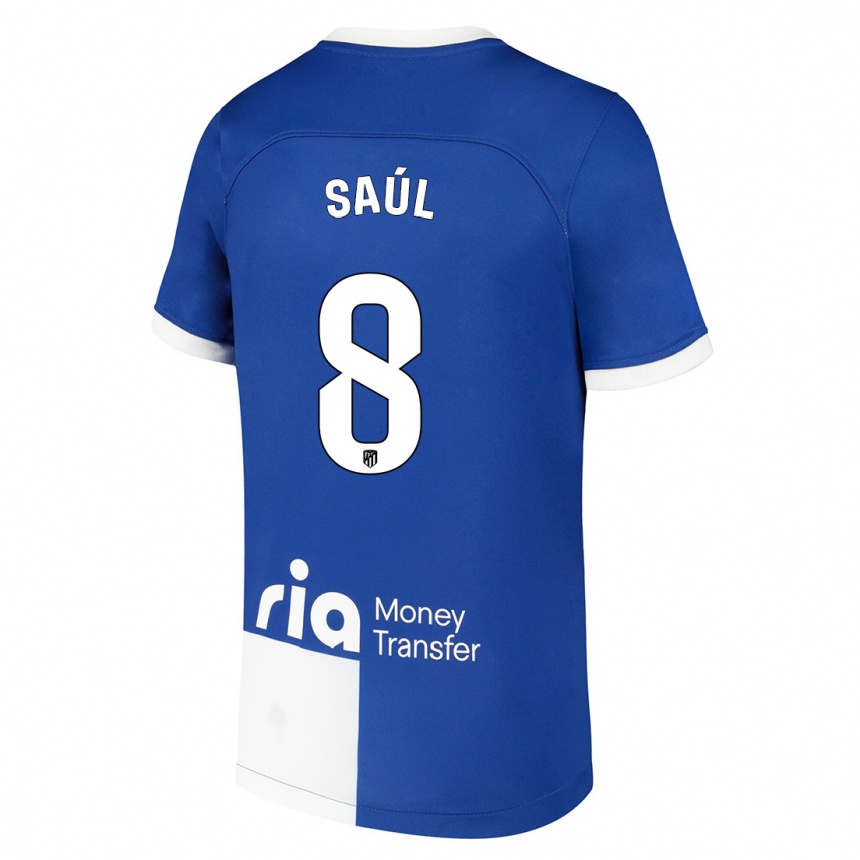 Niño Fútbol Camiseta Saul Niguez #8 Azul Blanco 2ª Equipación 2023/24 México