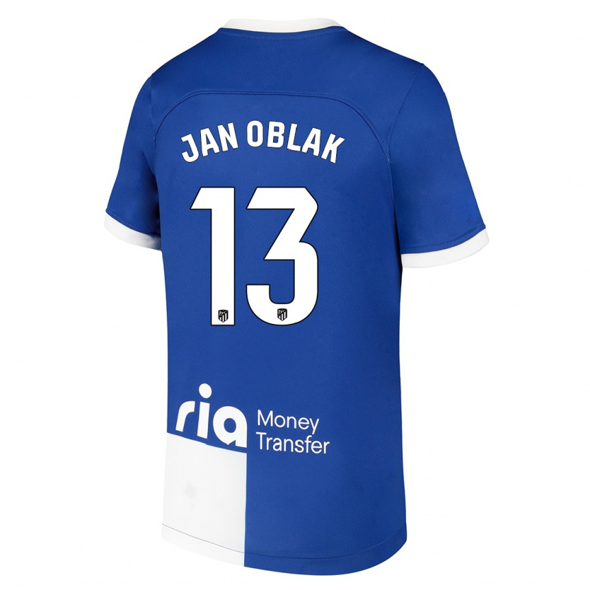 Niño Fútbol Camiseta Jan Oblak #13 Azul Blanco 2ª Equipación 2023/24 México
