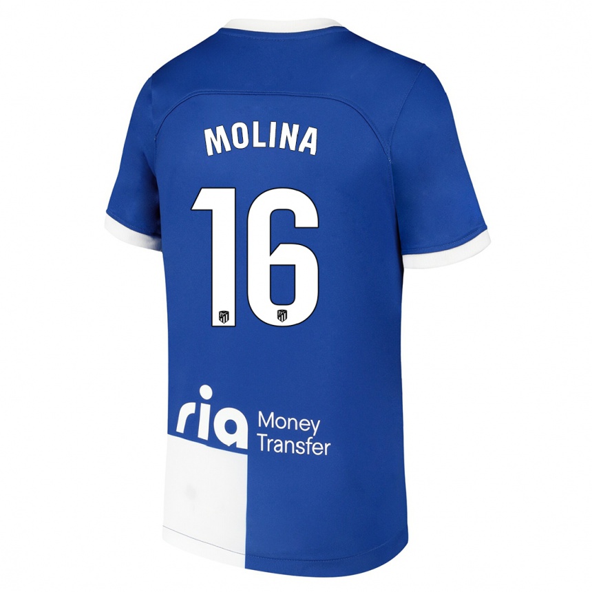 Niño Fútbol Camiseta Nahuel Molina #16 Azul Blanco 2ª Equipación 2023/24 México