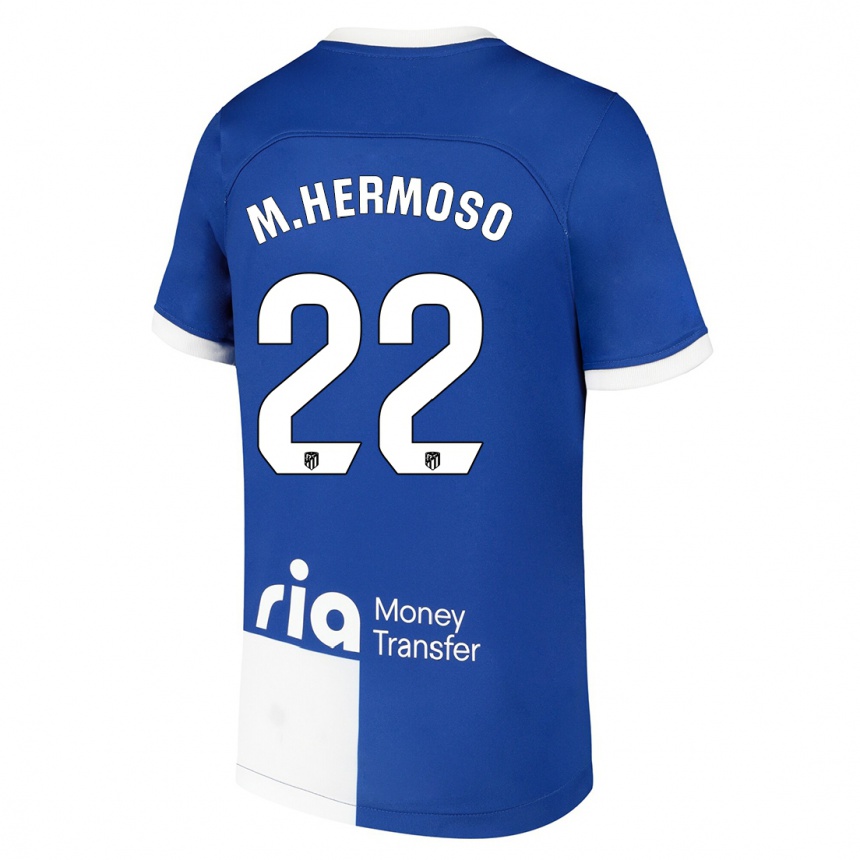 Niño Fútbol Camiseta Mario Hermoso #22 Azul Blanco 2ª Equipación 2023/24 México