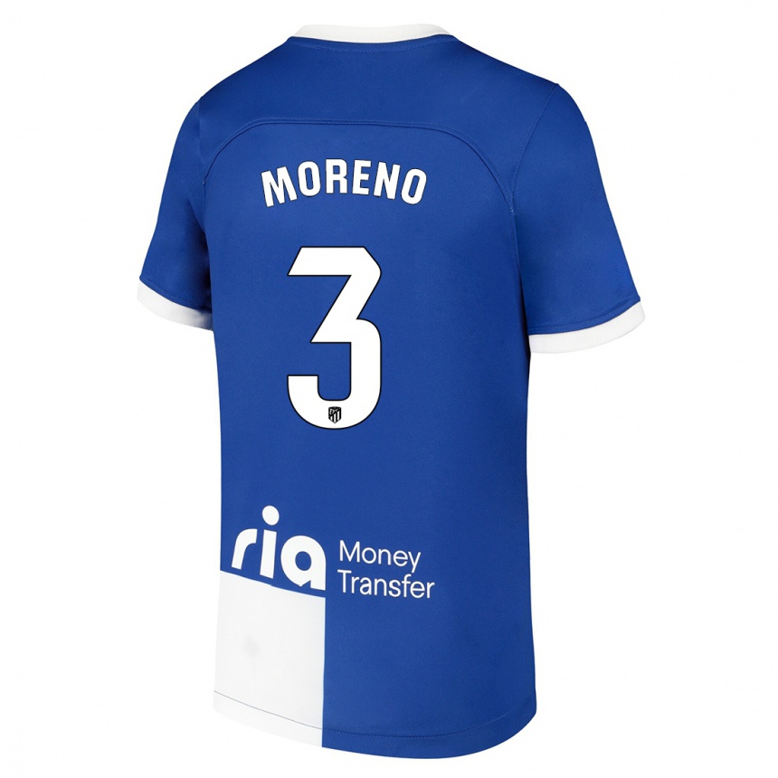 Niño Fútbol Camiseta Marco Moreno #3 Azul Blanco 2ª Equipación 2023/24 México