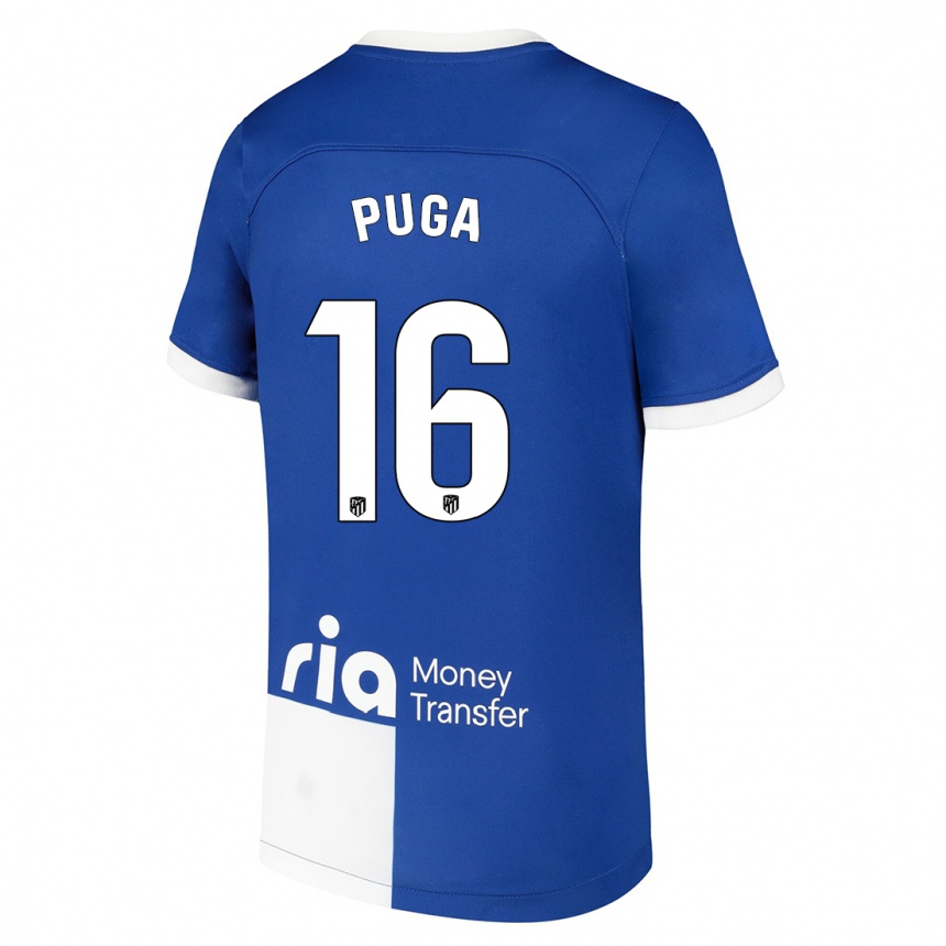 Niño Fútbol Camiseta Carlos Puga #16 Azul Blanco 2ª Equipación 2023/24 México