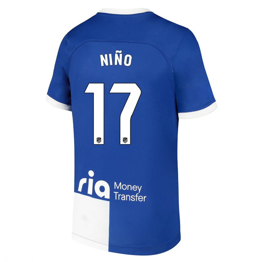 Niño Fútbol Camiseta Adrián Niño #17 Azul Blanco 2ª Equipación 2023/24 México