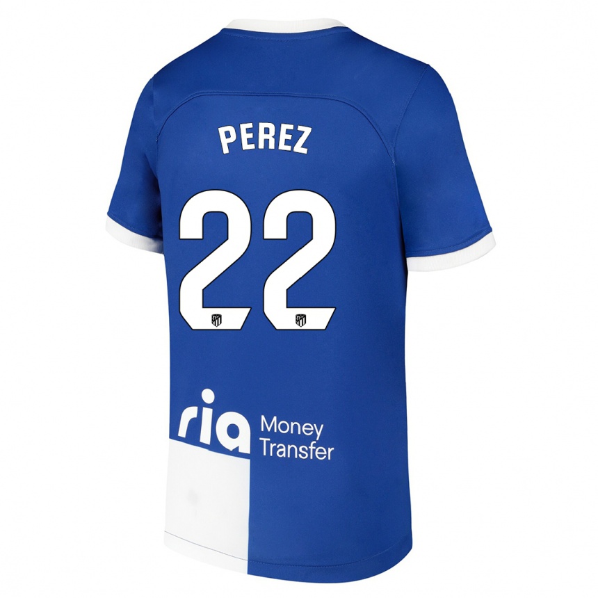 Niño Fútbol Camiseta Pablo Pérez #22 Azul Blanco 2ª Equipación 2023/24 México