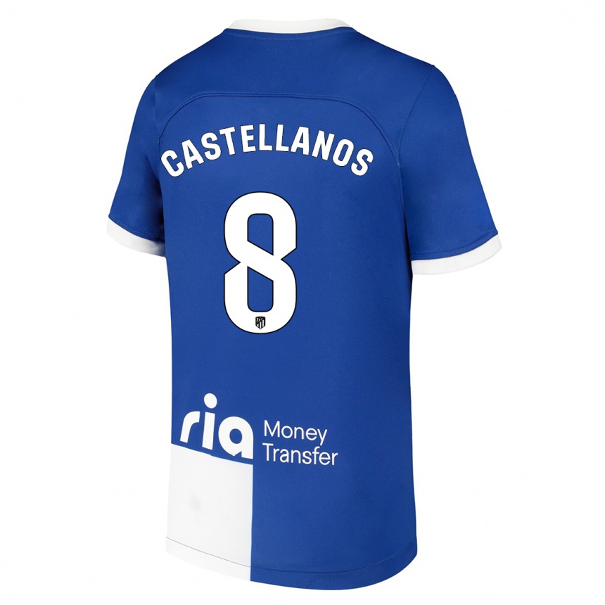 Niño Fútbol Camiseta Jorge Castellanos #8 Azul Blanco 2ª Equipación 2023/24 México