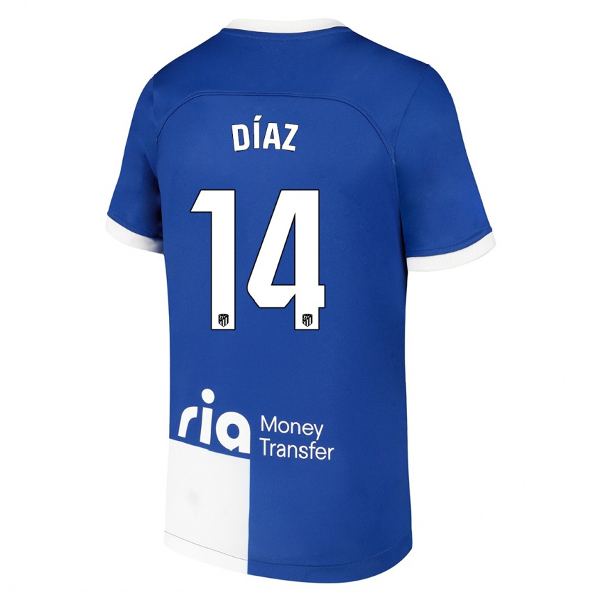 Niño Fútbol Camiseta Javier Díaz #14 Azul Blanco 2ª Equipación 2023/24 México