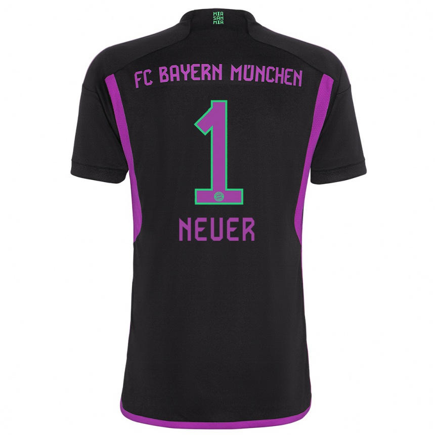 Niño Fútbol Camiseta Manuel Neuer #1 Negro 2ª Equipación 2023/24 México