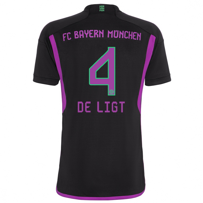 Niño Fútbol Camiseta Matthijs De Ligt #4 Negro 2ª Equipación 2023/24 México