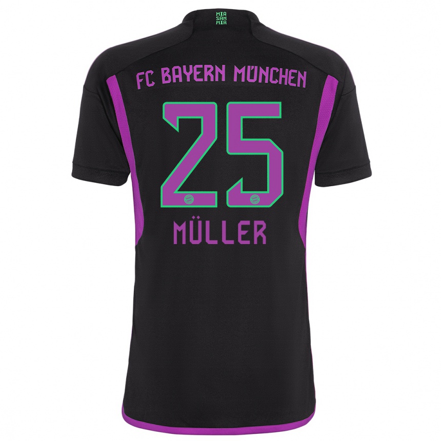 Niño Fútbol Camiseta Thomas Muller #25 Negro 2ª Equipación 2023/24 México