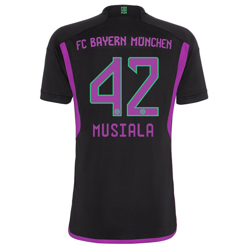 Niño Fútbol Camiseta Jamal Musiala #42 Negro 2ª Equipación 2023/24 México