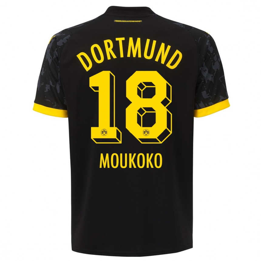 Niño Fútbol Camiseta Youssoufa Moukoko #18 Negro 2ª Equipación 2023/24 México