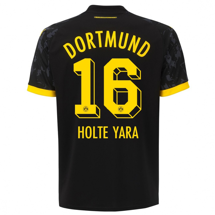 Niño Fútbol Camiseta Ten Holte Yara #16 Negro 2ª Equipación 2023/24 México