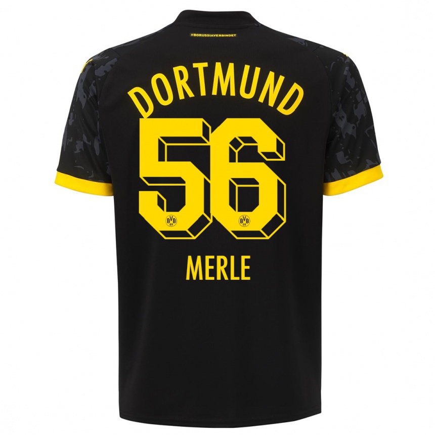 Niño Fútbol Camiseta Albers Merle #56 Negro 2ª Equipación 2023/24 México